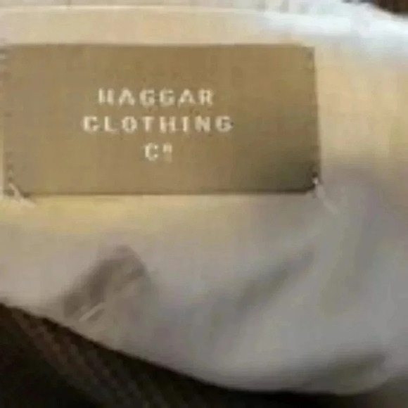 Haggar Clothing Co. 44L Mens Brown Check 2-Button Kick Pleat Pockets - Picture 4 of 5